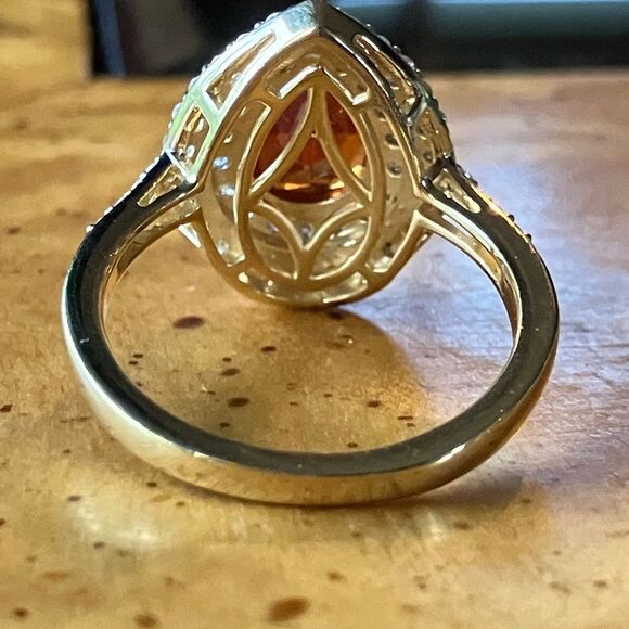 Natural Garnet Moissanite Sterling Silver Double Halo Ring Size 7.25 - Picture 4 of 8